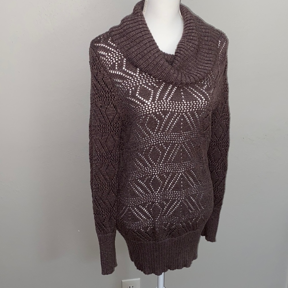 Long Cowl neck Crochet Sweater